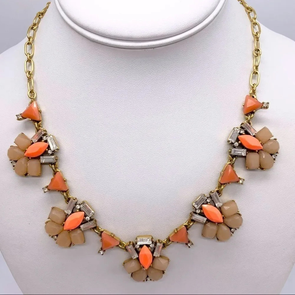 J. Crew Orange Peach Jeweled Necklace